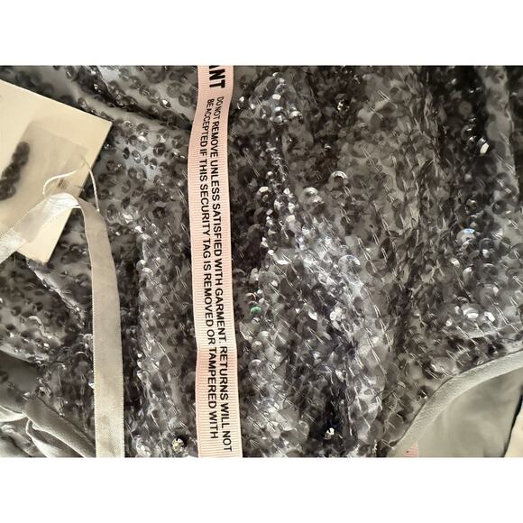 Mac Duggal 10509 Sequin Cocktail Sheath Dress Round Neck Sleeveless Platinum - Picture 14 of 16